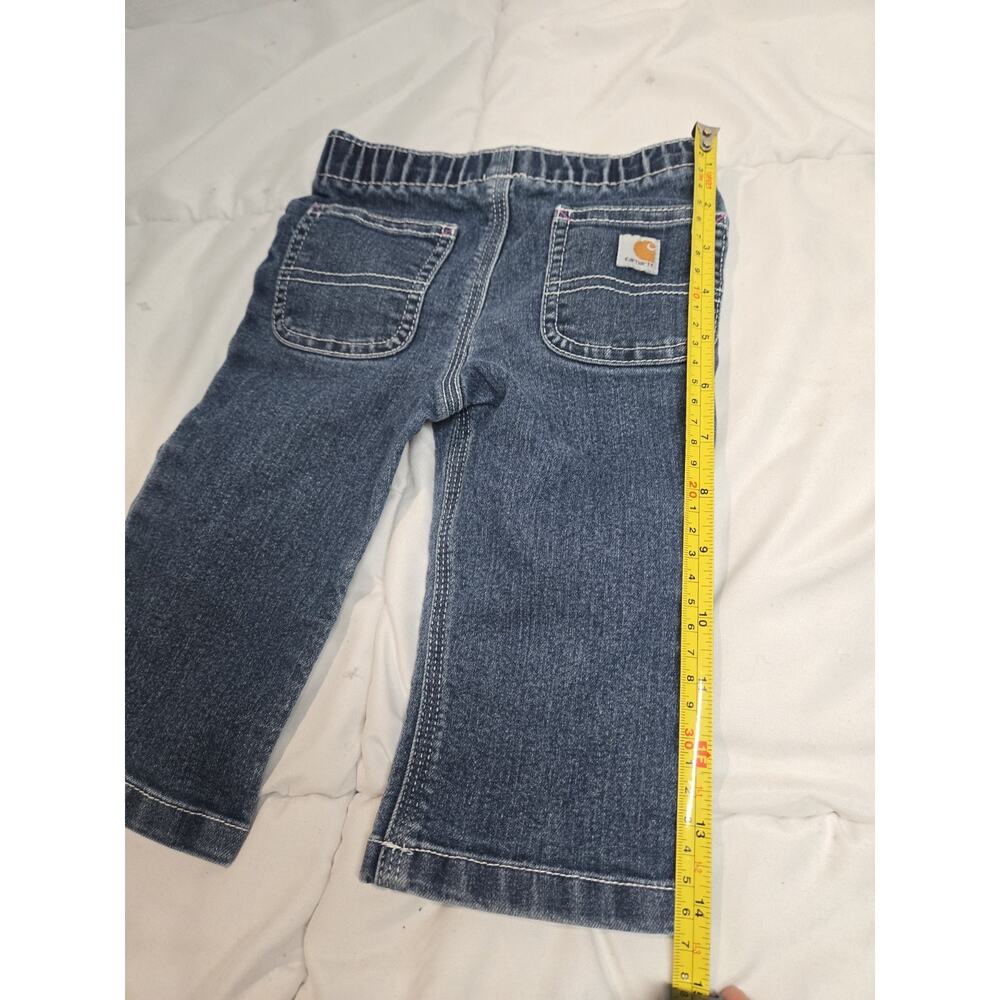 Carhartt Baby Girl 9m Denim Casual Cotton Pants Pull Up Elastic Waist - Picture 3 of 7
